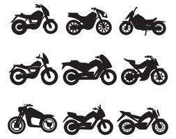 einstellen von Motorrad Silhouetten isoliert auf Weiß Hintergrund. Illustration. vektor