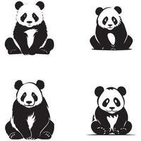 panda ikon uppsättning . illustration av en panda på en vit bakgrund. vektor