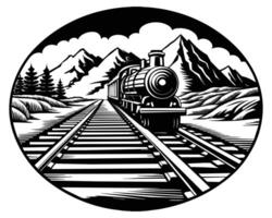 Eisenbahn im das Berge lange und Gerade Eisenbahn vektor