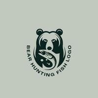 Polar- Bär jagen Fisch Logo Vorlage Illustration Design. wild Tier Symbol vektor