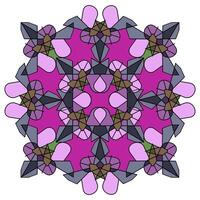 Ornament von geometrisch zahlen von Schmetterlinge im Kombinatorik Stil im lila Farben, Mandala auf ein Weiß Hintergrund vektor