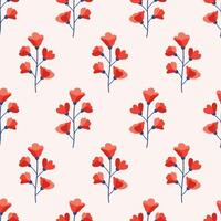 Ast mit rot Blumen, nahtlos Muster. Blumen- Blütenstände auf ein Beige Hintergrund. Wiese botanisch drucken, Wildblumen vektor