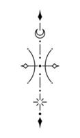 Fische Tierkreis Zeichen und Symbol Schwarzarbeit Tätowierung. heilig Geometrie Horoskop tätowieren Design, Mystiker Symbol von Konstellation. Neu Schule Dotwork, Linie Kunst minimalistisch Stil Tätowierung. vektor