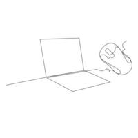 Laptop einer Linie Zeichnung Kunst Illustration Design vektor