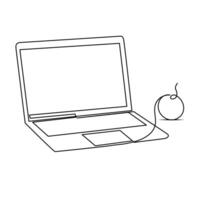 Laptop einer Linie Zeichnung Kunst Illustration Design vektor