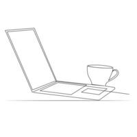 Laptop einer Linie Zeichnung Kunst Illustration Design vektor