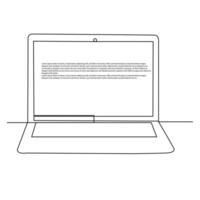 Laptop einer Linie Zeichnung Kunst Illustration Design vektor