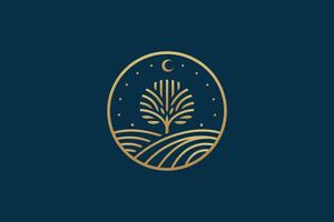 starry natt fruktträdgård träd logotyp abstrakt lyx varumärke identitet vektor