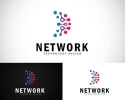 Netzwerk Logo Design kreativ verbinden Digital Technologie Geschäft Zeichen Symbol Marke Symbol Molekül System Clever Idee vektor