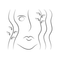 ein Bild von das Silhouette von ein Mädchen Gesicht gemacht von dünn schwarz Linien. schön Frau Gesicht Illustration. vektor