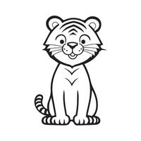 tiger svart och vit tecknad serie karaktär design samling. vit bakgrund. sällskapsdjur, djur. vektor