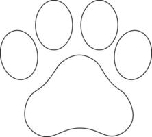 süß Hund Fußabdruck. Linie Tiere Silhouette. Haustier Symbol auf ein Weiß Hintergrund. gut zum Logo, Aufkleber, Brötchen, desing zum Kinder vektor