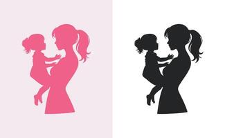 Frauen und Kind Logo Design Mutter Tag Besondere können Sein benutzt im Sozial Medien Post, Gruß Karte Design, Banner und Plakate. glücklich Mütter Tag Silhouette zum Beste Mama und Kind Liebe Karte Design vektor