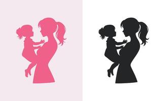 kvinnor och barn logotyp design mors dag särskild kan vara Begagnade i social media posta, hälsning kort design, baner och affischer. Lycklig mödrar dag silhuett för bäst mamma och barn kärlek kort design vektor