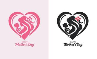 kvinnor och barn logotyp design mors dag särskild kan vara Begagnade i social media posta, hälsning kort design, baner och affischer. Lycklig mödrar dag silhuett för bäst mamma och barn kärlek kort design vektor