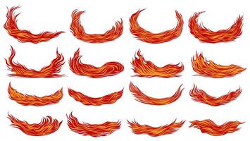 uppsättning brinnande brand vågor ikon. lågor symbol design illustration vektor