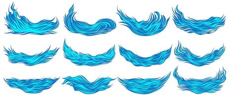 einstellen Blau Wasser Wellen Symbol. Meer Ozean Symbol Design Illustration vektor