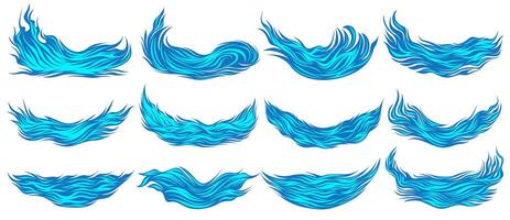 uppsättning blå vatten vågor ikon. hav hav symbol design illustration vektor