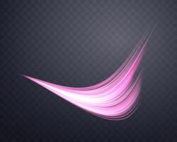 lysande rosa rader. neon realistisk energi fart. abstrakt ljus effekt på en mörk bakgrund. illustration. vektor