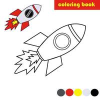 färg bok för ungar, raket vektor