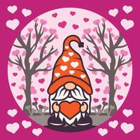 valentine gnome skugga låda bakgrund vektor