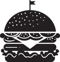 Burger Silhouette Illustration auf Weiß Hintergrund. Burger Logo vektor