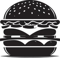 burger silhuett illustration på vit bakgrund. burger logotyp vektor