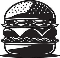 Burger Silhouette Illustration auf Weiß Hintergrund. Burger Logo vektor