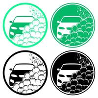 einstellen Auto Reinigung Symbol. Automobil waschen Bedienung Logo vektor