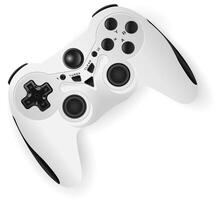 gamepad attrapp illustration. spel joystick med annorlunda knappar i svart och vit färger. kontrollant för trösta. vektor
