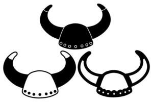 einstellen mittelalterlich Wikinger Helm Symbol. schwarz Krieger Helm vektor