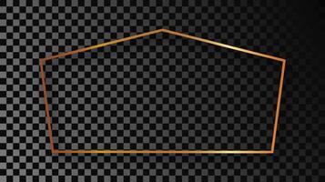 guld lysande tetragon form ram med skugga isolerat på mörk bakgrund. skinande ram med lysande effekter. illustration. vektor