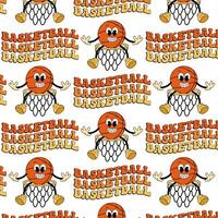Basketball. Muster mit ein Basketball im ein Band und ein Inschrift. Muster zum Textil, Verpackung Papier, Hintergrund. vektor