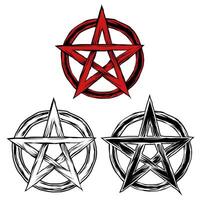 uppsättning pentagram ikon tecken. andlig och mystisk symbol vektor