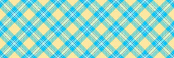 Teppich Muster Plaid überprüfen, Lizenzgebühren Textil- nahtlos Stoff. Clan Textur Tartan Hintergrund im Gelb und tief Himmel Blau Farben. vektor