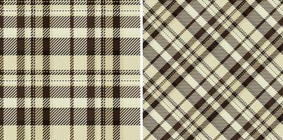 tartan textil- bakgrund av sömlös mönster kolla upp med en tyg pläd textur. uppsättning i kaffe färger. hälsning kort mönster. vektor