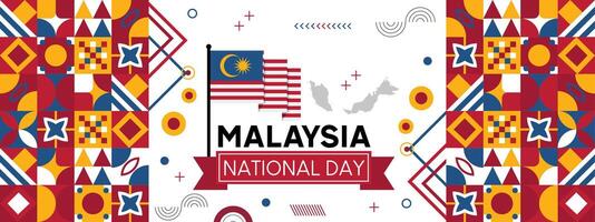 malaysia baner för nationell dag med abstrakt modern design. malaysia flagga och Karta med typograf flagga Färg tema. vektor