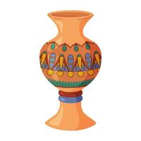 farbig Keramik Vase. Porzellan Vase zum Blumen, Antiquität Keramik, Blumen- und abstrakt Muster. Vase Keramik, Blumen- Topf, bunt Krug. modisch eben Stil isoliert auf Weiß Illustration vektor