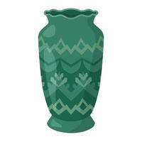 farbig Keramik Vase. Porzellan Vase zum Blumen, Antiquität Keramik, Blumen- und abstrakt Muster. Vase Keramik, Blumen- Topf, bunt Krug. modisch eben Stil isoliert auf Weiß Illustration vektor