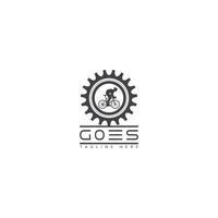 tävlings cykel logotyp med redskap bakgrund vektor