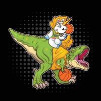 basketboll spelare dinosaurie och enhörning illustration för t skjorta design vektor