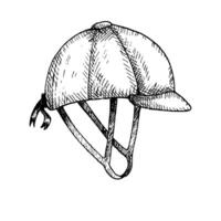 Grafik Illustration von ein Pferdesport Helm. Hand malen. Pferd Ausrüstung, zum Pferd Sport, Reiten vektor