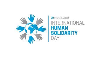 International Mensch Solidarität Tag Logo Symbol mit Hände und Welt Karte vektor