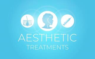 blå estetik behandlingar illustration bakgrund för dermatologi, plast operationer och ansikte lyft vektor