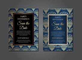 dunkel Blau Kunst Deko Gatsby Einladung Design vektor