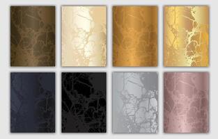 Gold Marmor Hintergrund einstellen mit Stein Textur. schwarz Luxus Gradient Sammlung vektor