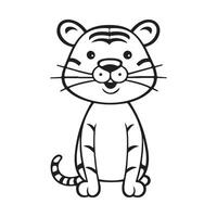 tiger svart och vit tecknad serie karaktär design samling. vit bakgrund. sällskapsdjur, djur. vektor