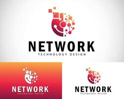 Netzwerk Logo kreativ global Technologie Wissenschaft Molekül Design Konzept Geschäft vektor
