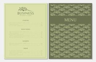 trevlig italiensk meny kort design för restaurang med oliv logotyp vektor