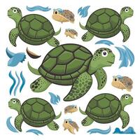 illustration av en leende tecknad serie sköldpadda vit bakgrund vektor